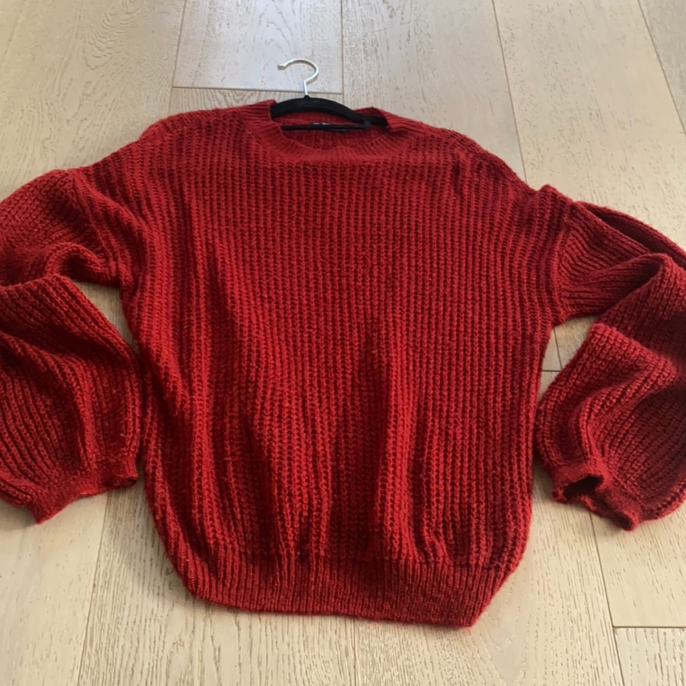 Red knitted sweater